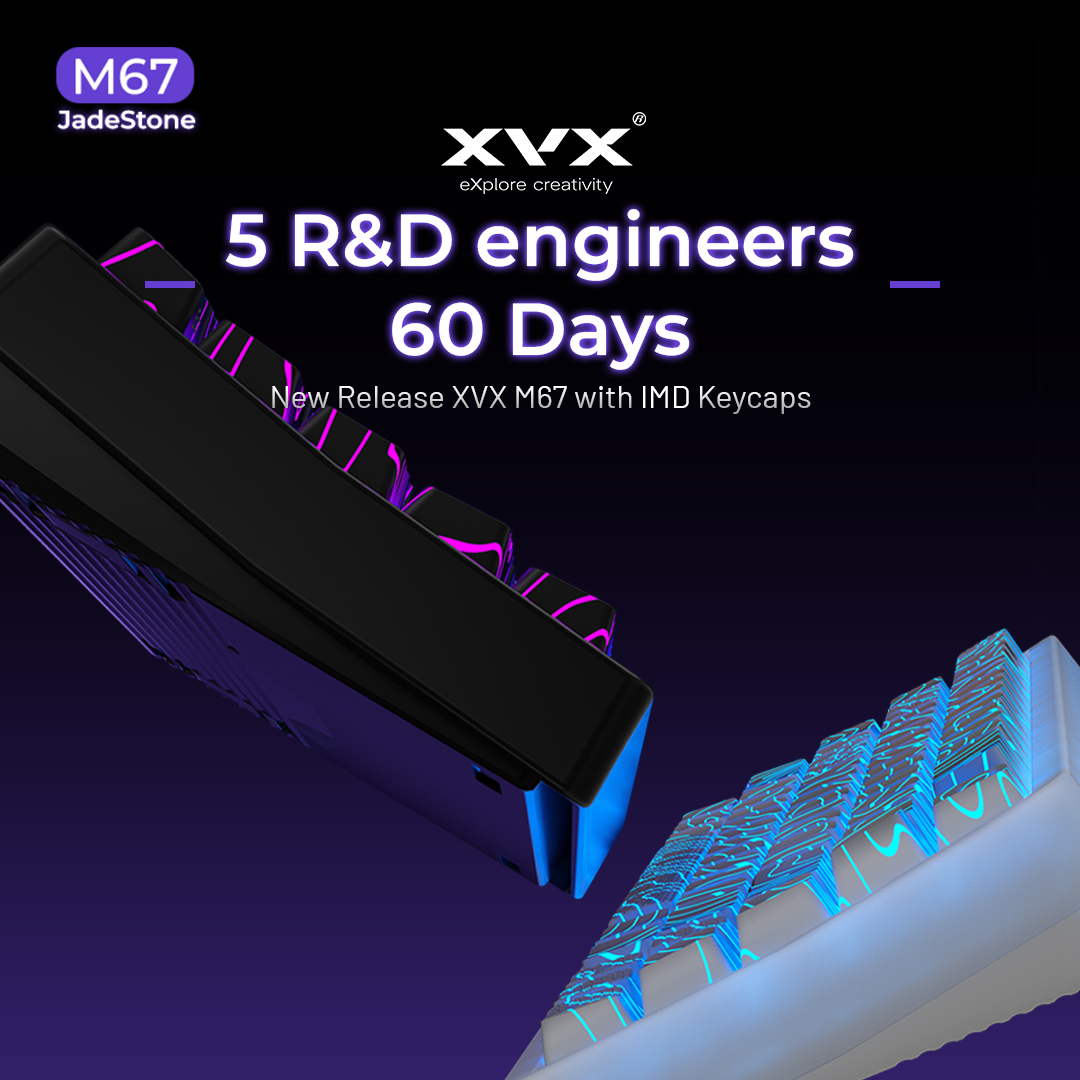 XVX M67 JadeStone VIA Tri-Mode Mechanical Keyboard with IMD-Tech Keycaps (Stellar White)